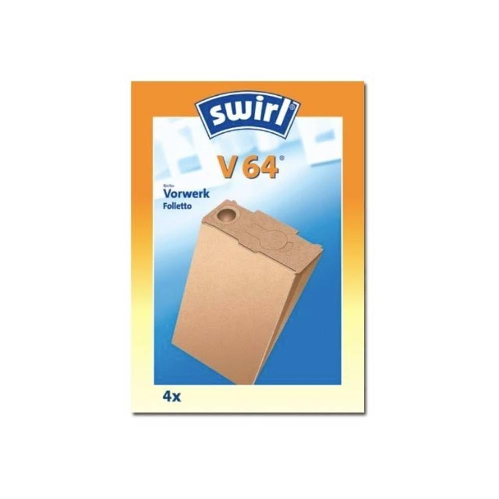 Swirl V 64 Spezialpapier Staubsaugerbeutel für Vorwerk und Volletto Staubsauger, Classic, 4 Stück (P