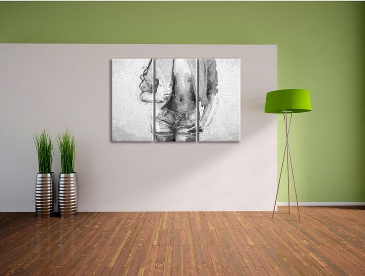 Pixxprint Sexy Woman als Leinwandbild/Grösse: 3 Teilig (120x80) cm/Wandbild/Kunstdruck/fertig bespan