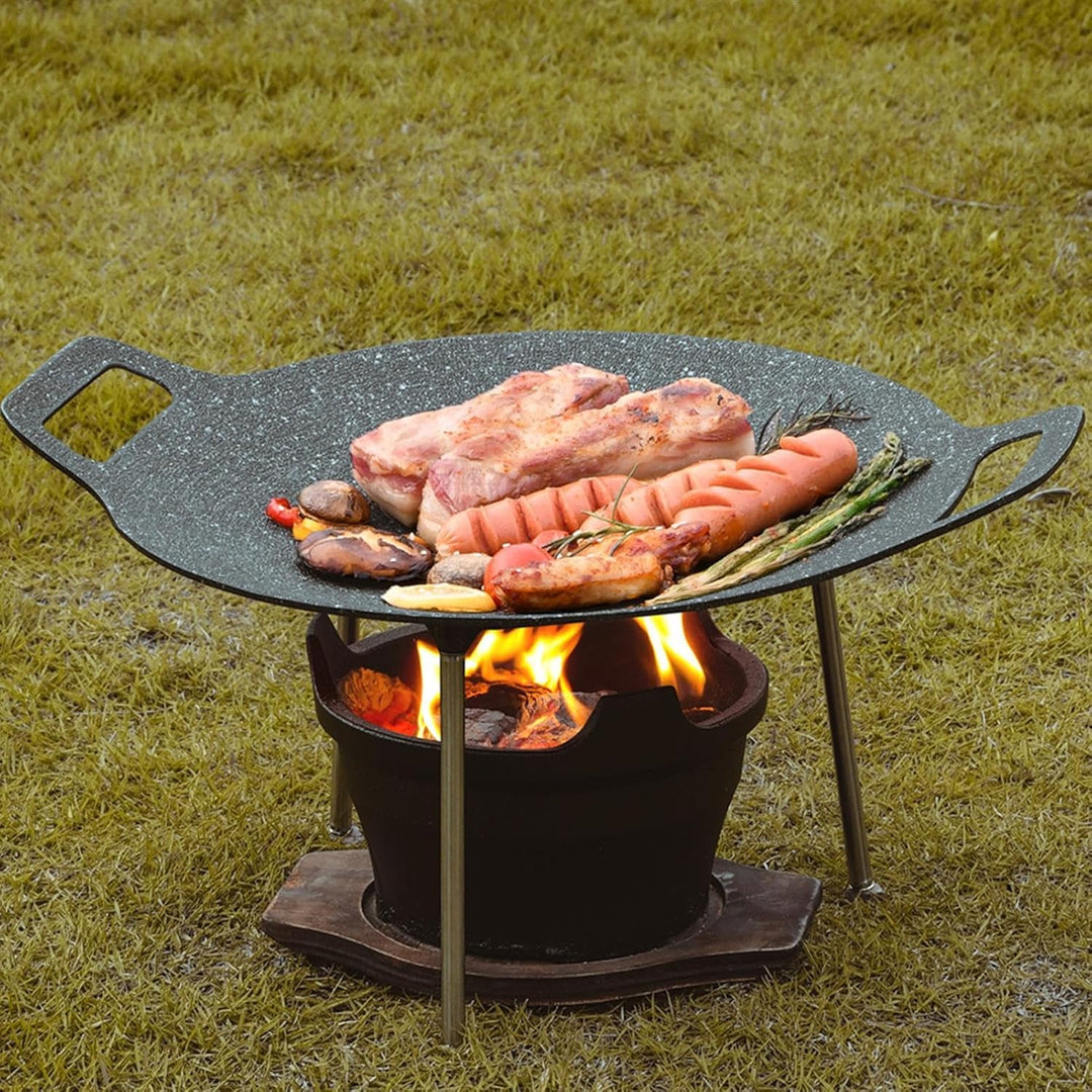 Generisch Grillpfanne für Innenkoch, koreanischer Grillgrill - Gusseisen rund Grill Ritterpfanne - T