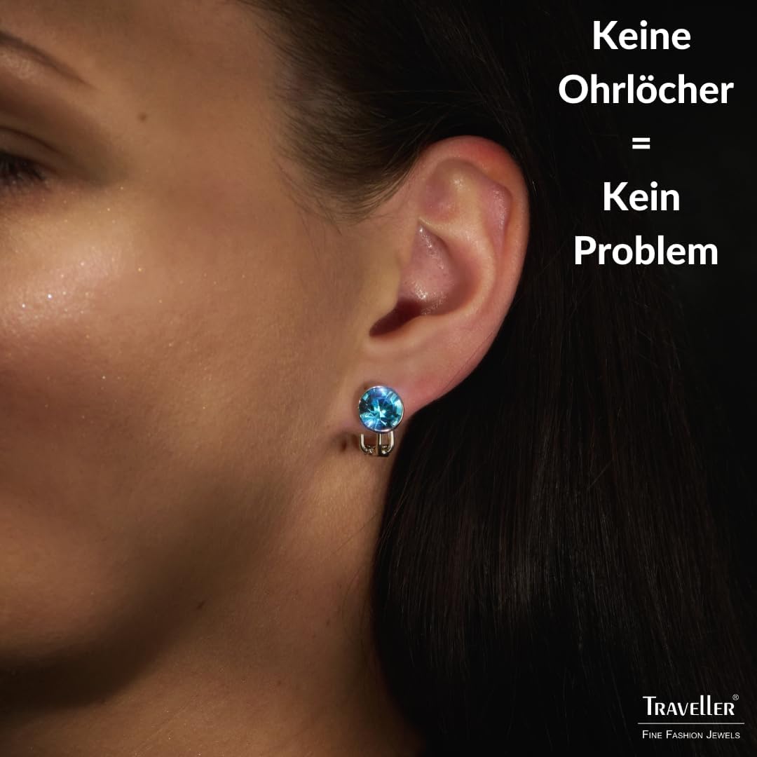 Traveller Ohrclip - Damen - Kristall Blau, Blau
