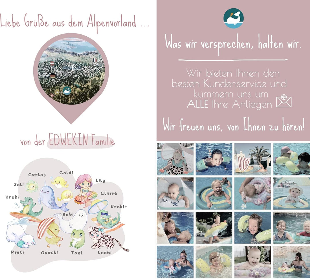 EDWEKIN® Einzigartiger Baby Schwimmring mit Leo Optik | Innovative Baby Schwimmhilfe mit Sonnenschut