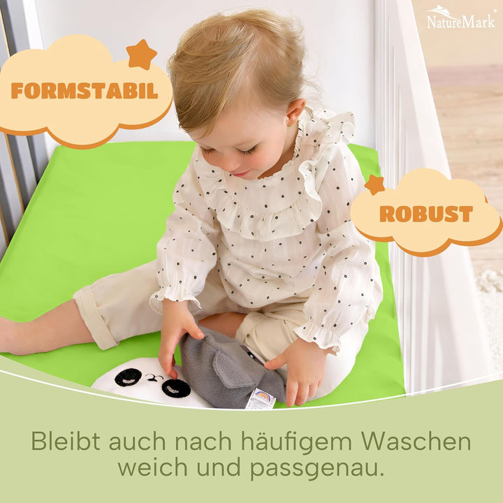 NatureMark Kinder Spannbettlaken 70x140 cm – Weiches Jersey, 100% Baumwolle, 2er Set für Babybett un