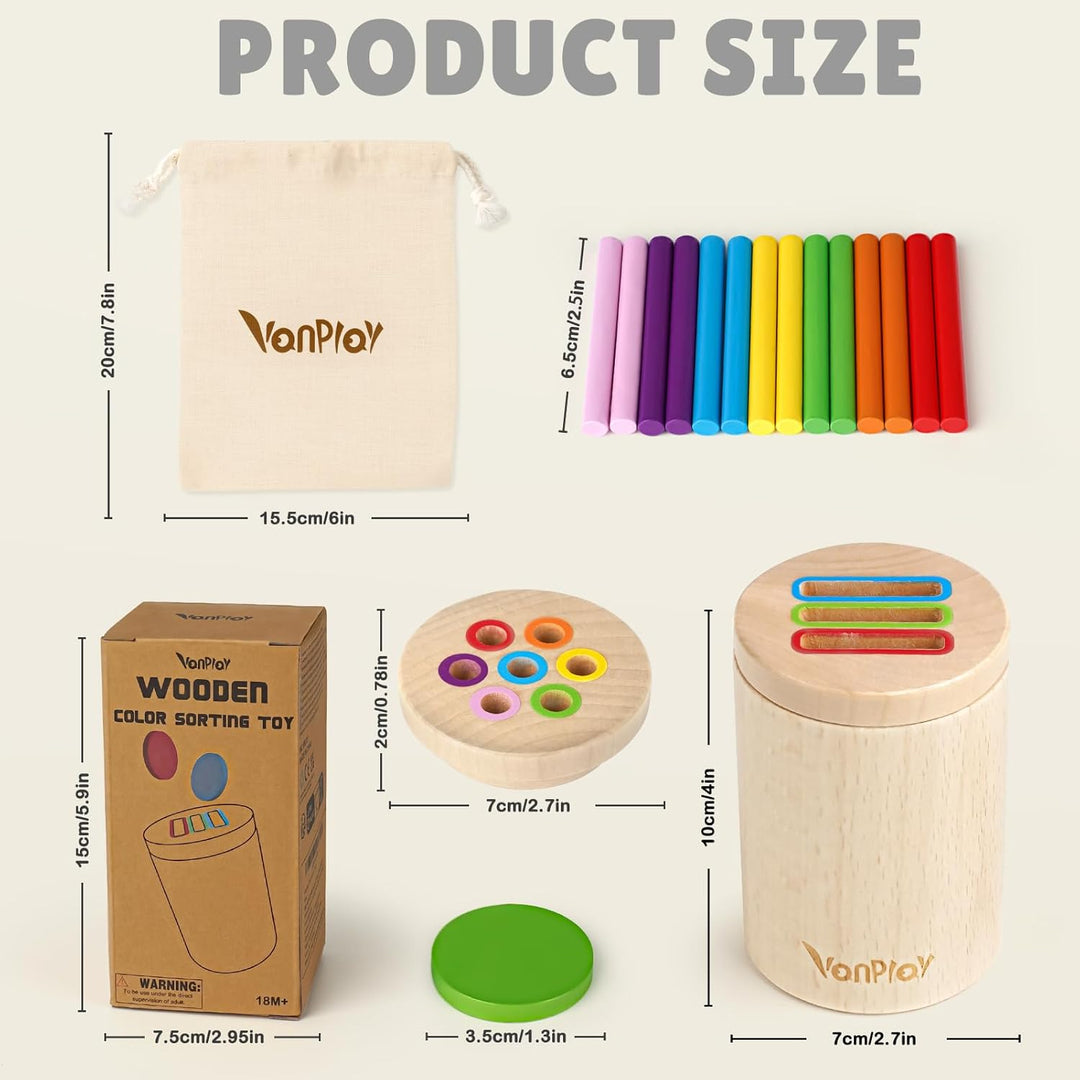 Vanplay Montessori Spielzeug ab 2 Jahr, Sortierspiel Holzspielzeug Baby Spielzeug ab 2 Jahre Motorik