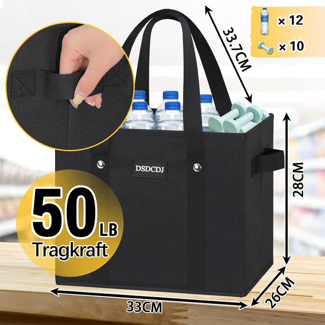 Einkaufskorb Faltbar 3er Pack – Einkaufstasche Stabil mit Henkel und verstärktem Boden – Ideale Korb