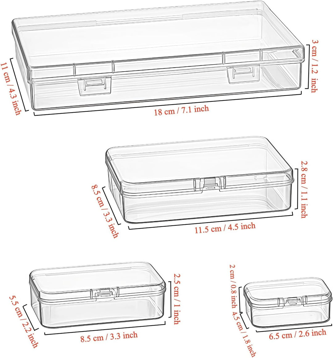 36 Stück gemischte Grössen rechteckige leere Mini-Organizer-Aufbewahrungsbox-Behälter mit Klappdecke
