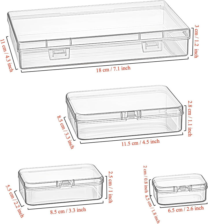 36 Stück gemischte Grössen rechteckige leere Mini-Organizer-Aufbewahrungsbox-Behälter mit Klappdecke