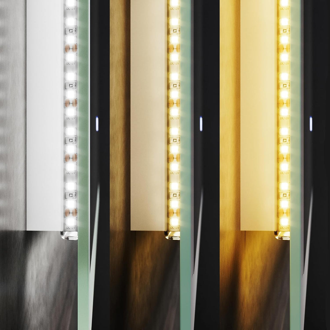Elegant Badspiegel mit Beleuchtung Lichtspiegel LED Spiegel 80 x 50 cm kaltweiss IP44 Badezimmer Wan