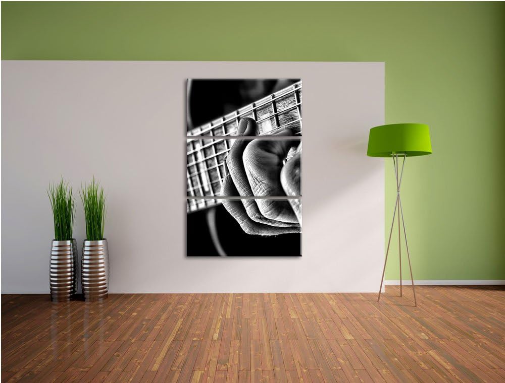 Pixxprint Gitarre Spielen als Leinwandbild | Grösse: 3 Teilig (120x80) | Wandbild| Kunstdruck | fert