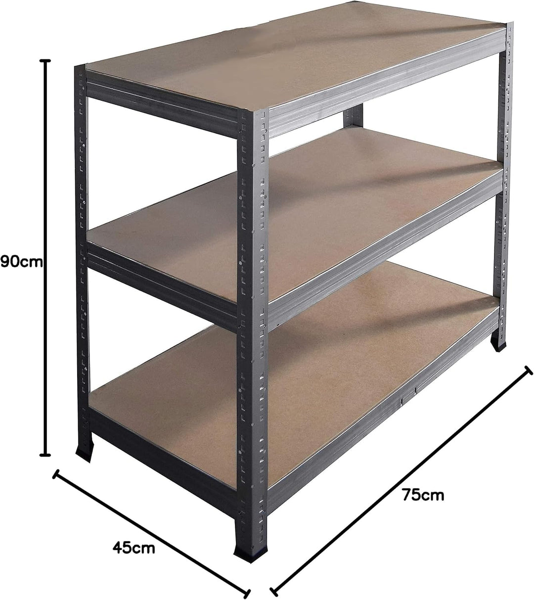 shelfplaza® 90x75x45cm Profi Schwerlastregal verzinkt/Metallregal mit 3 Böden à 200kg Tragkraft/Kell