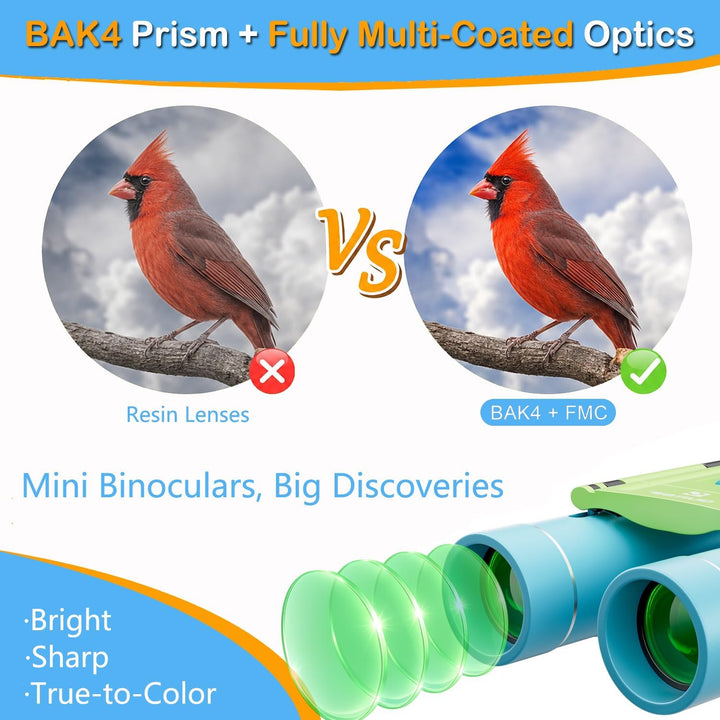 QUNSE 10x25 Mini Kleines Fernglas Erwachsene Klein Ferngläser für Vogels Hiking en buitenleven Marin