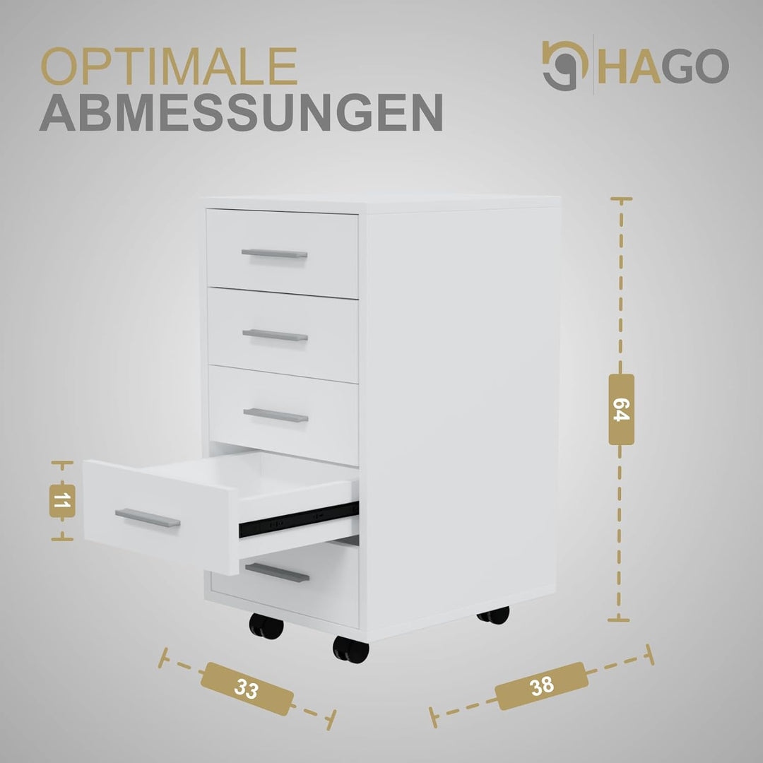 HAGO24 | Rollcontainer | Bürocontainer | Büroschrank | Aktenschrank | Rollschrank | 5 Schubladen | A