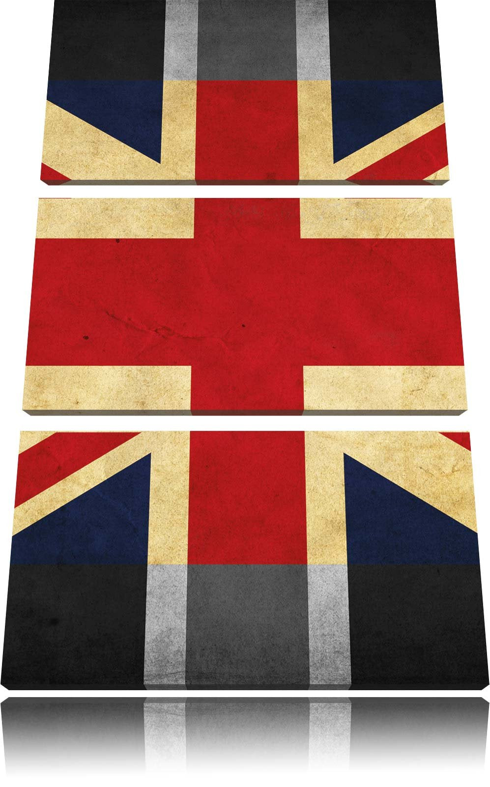 Pixxprint Landesflagge von England schwarz/weiss 3-Teiler Leinwandbild 120x80 Bild auf Leinwand