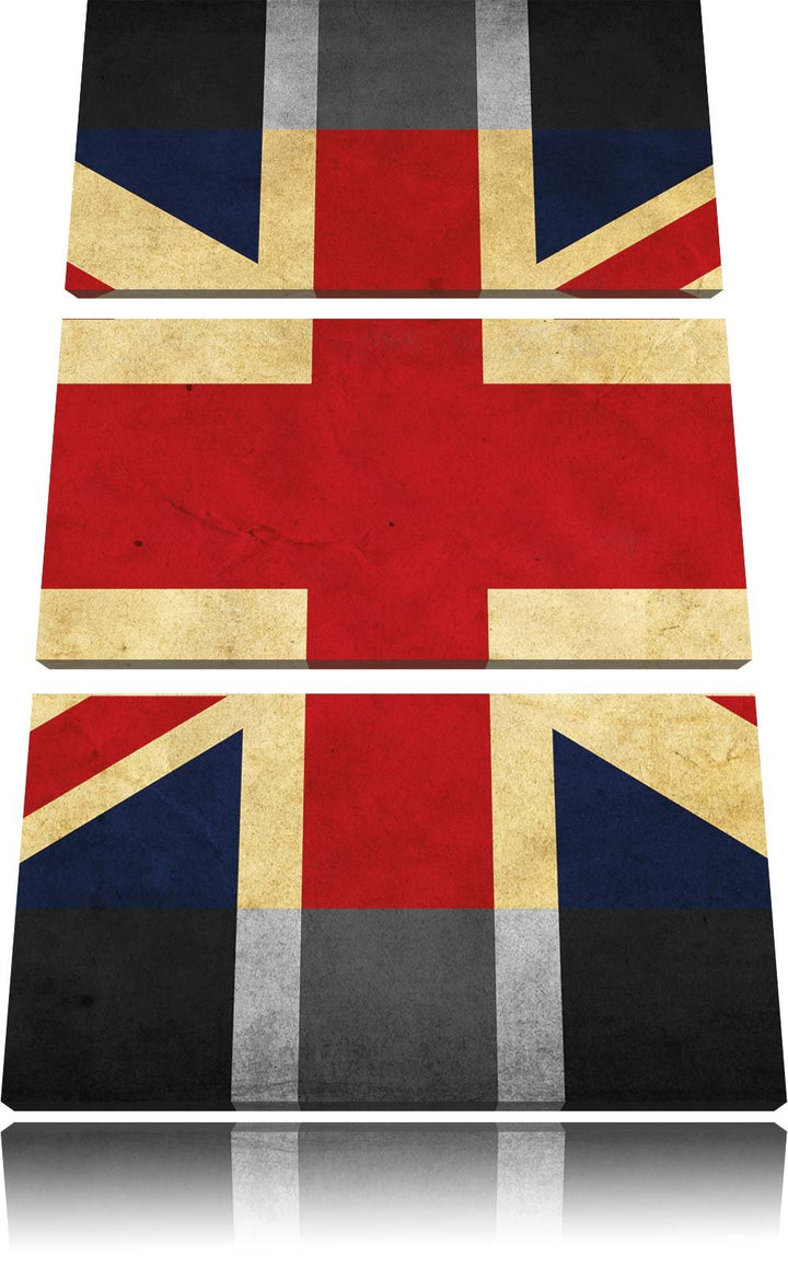 Pixxprint Landesflagge von England schwarz/weiss 3-Teiler Leinwandbild 120x80 Bild auf Leinwand