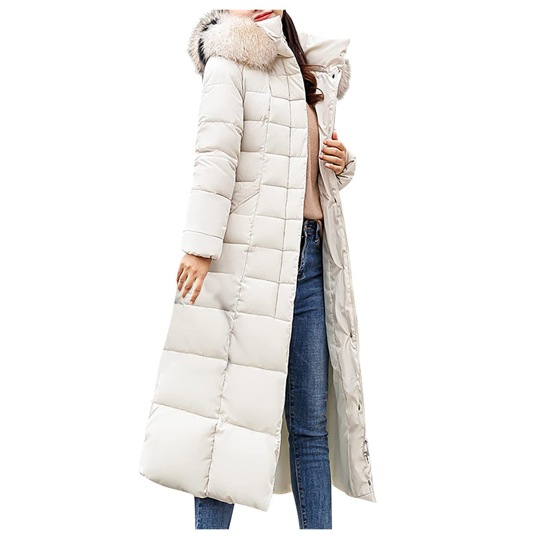 Ansenesna Steppjacke Damen Lang Mit Fellkapuze Winter Elegant Winterjacke Frauen Kapuze Dicke Daunen