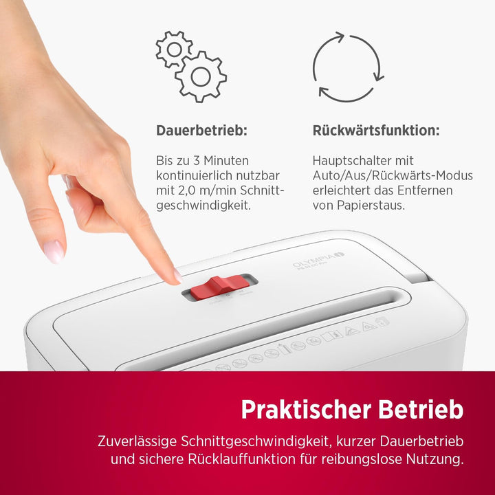 OLYMPIA PS 53 CC Pro Aktenvernichter weiss | Papierschredder für Home Office & Büro | Schredder Akte