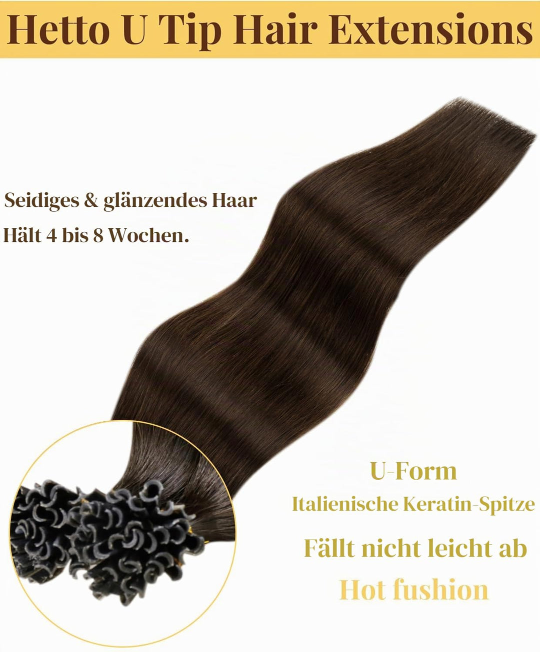Hetto Echthaar Bondings Extensions Dunkelbraun Keratin Haar Extensions Echthaar Remy Bonding Extensi