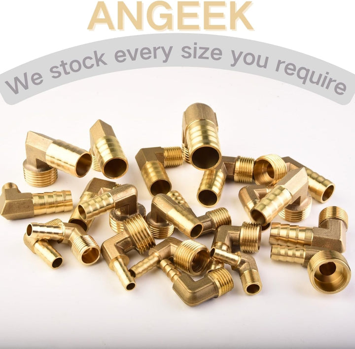 6 Stück 1/2"Aussengewinde Winkel 90° Messing Schlauchanschluss, PT 1/2 Zoll x 12 mm Kupplung Anschlu