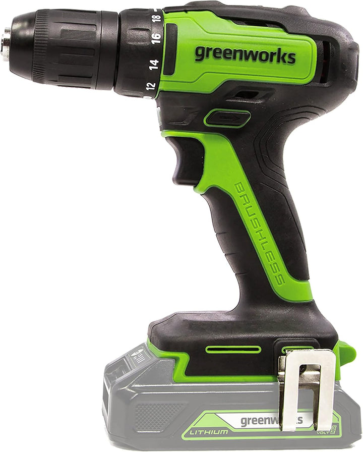 Greenworks GD24DD35 Akku Bohrschrauber mit bürstenlosem Motor, 0-1450 U/min, 2 Stufen, 35 Nm Drehmom