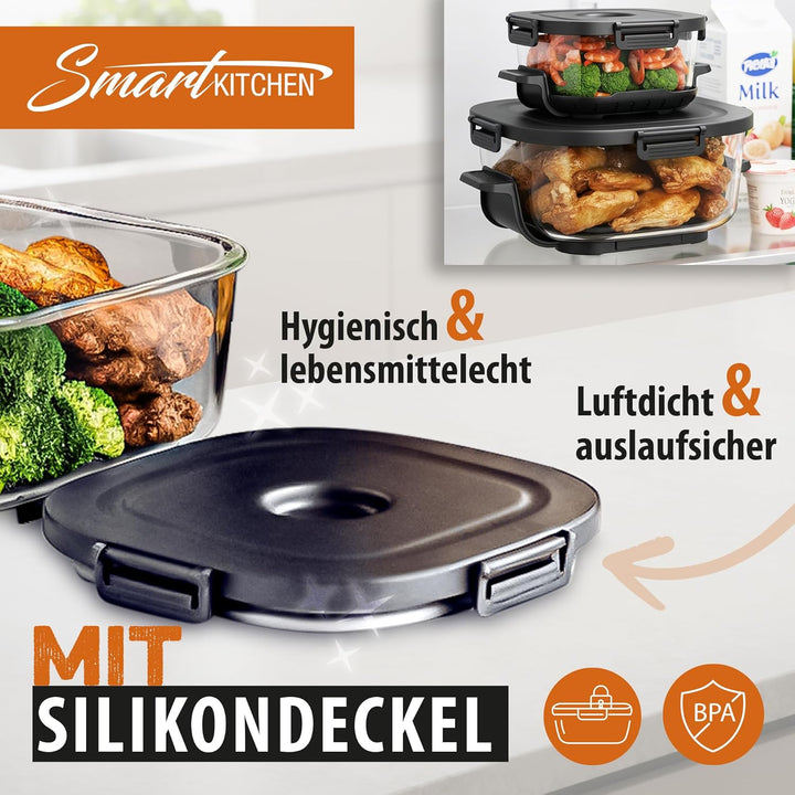 Smart Kitchen Glas-Heissluftfritteuse 4-in-1 – Air Fryer für Backen, Recrisp & Max Crisp – 4 L + 1,5