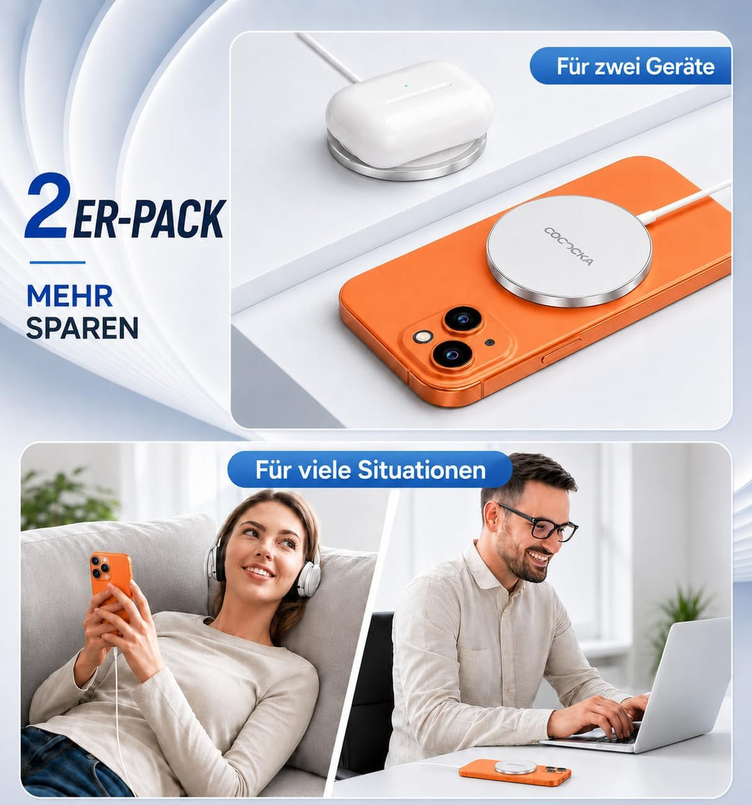 EXW für Mag-Safe Ladegerät, kabelloses Ladegerät, 15W Induktive Ladestation für iPhone 17/16/15/14/1