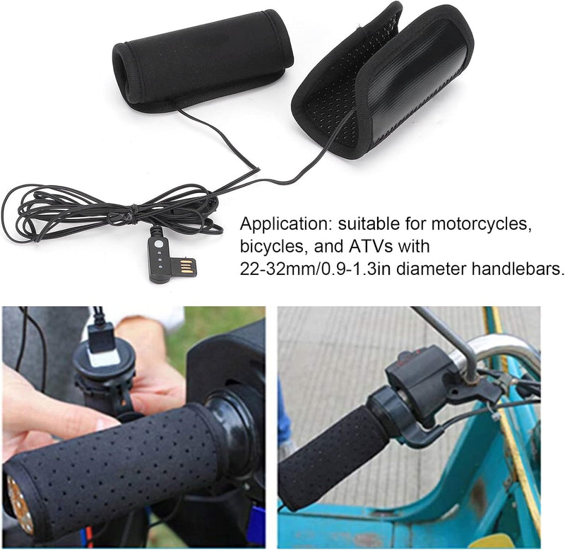 Leapiture Griffheizungsabdeckung Motorrad-Lenkerwärmer Wärmende Lenkerabdeckung USB-Heizgriffe 3 Stu