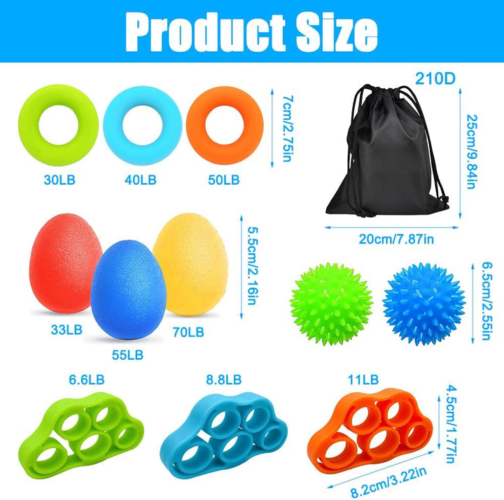 Fingertrainer Handtrainer Ball Set, 11 Stück Handtrainer Fingertrainer Ball Weich mit 3 Stärken für