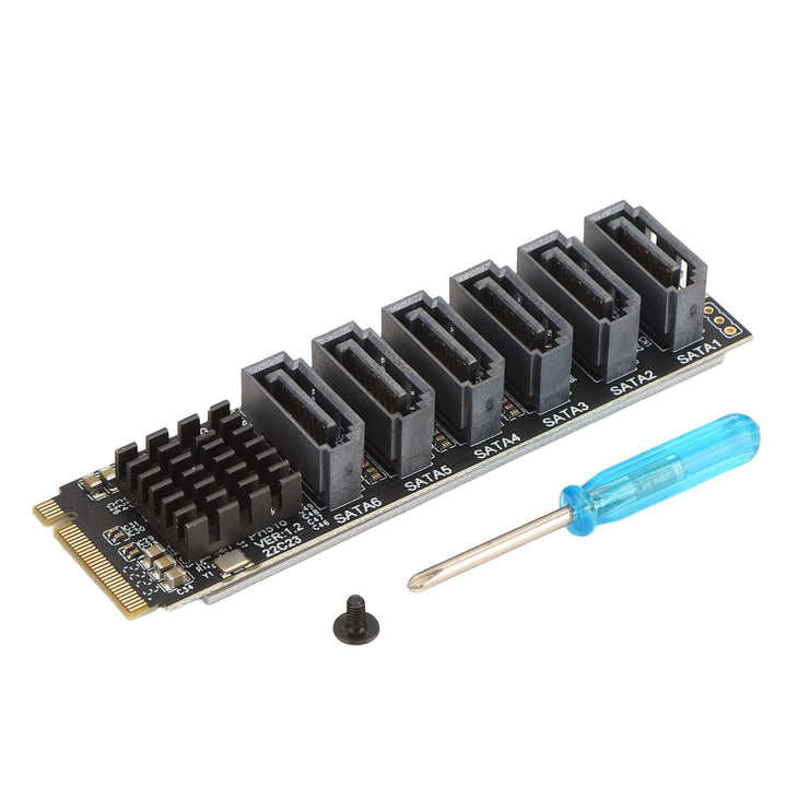 Bewinner M.2 SATA PCI Express auf SATA 3.0 6 Gbit/s 6 Port Adapterkonverter, Uplink PCIE3.0 X2 16 Gb