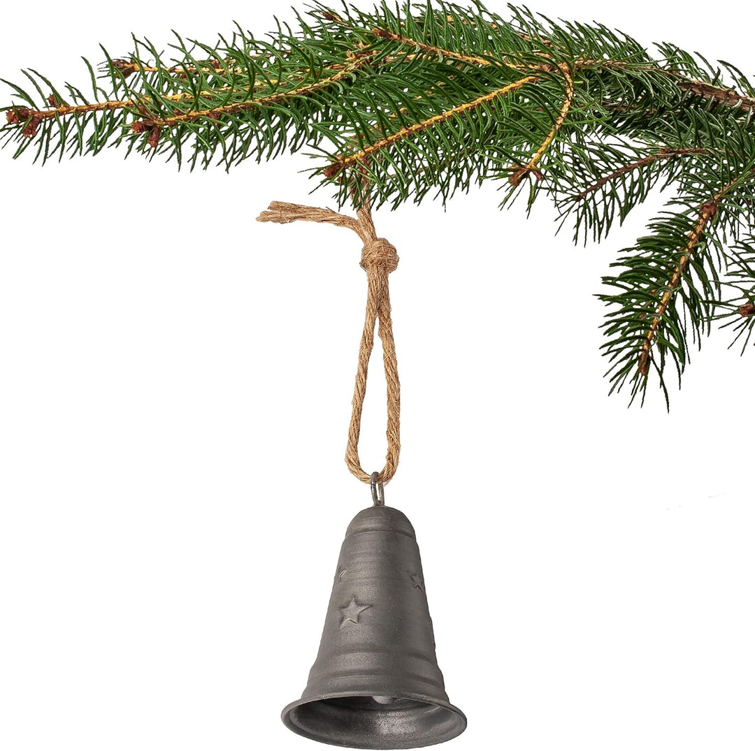 6 Stück Metall Glocken/Klingeln - 11 cm - wetterfest - Winter & Weihnachten - zum Aufhängen & Hintel