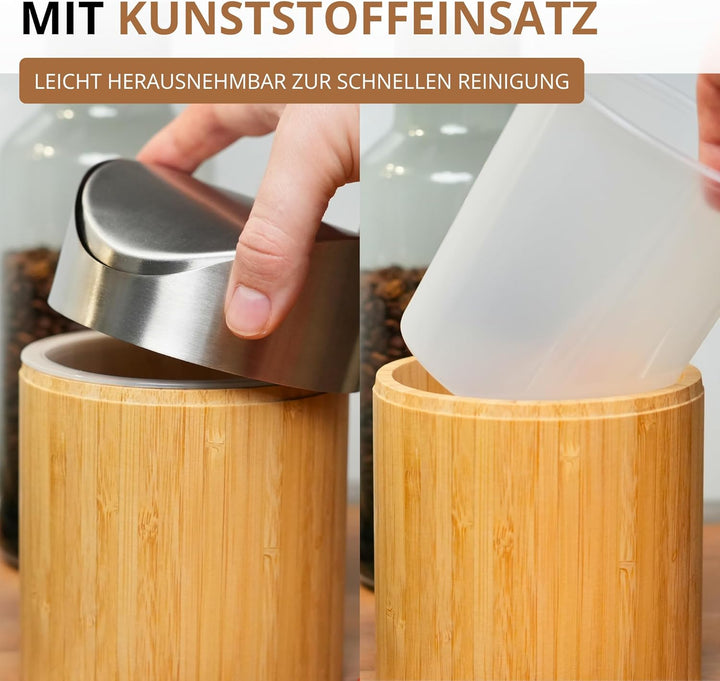 Westmark Tischabfall-/Kosmetikeimer, Schwing-Deckel, Kunststoff-Einsatz, Volumen: ca. 0,8 Liter, ø 1