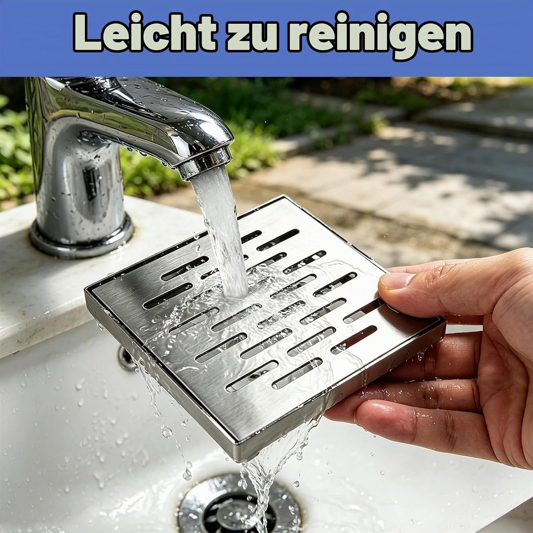 Bodenablaufabdeckung aus Edelstahl mit Rahmen,150 x 150 x 20 mm Abflussgitter Quadratisch,Entwässeru