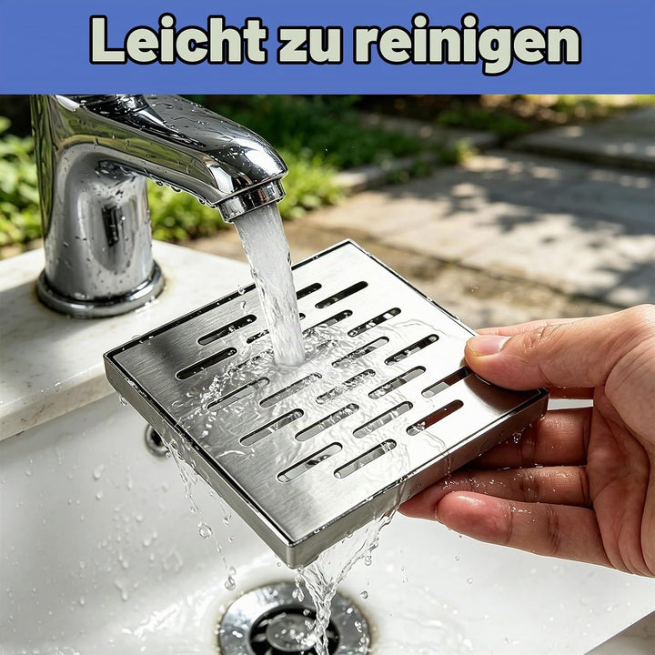 Bodenablaufabdeckung aus Edelstahl mit Rahmen,150 x 150 x 20 mm Abflussgitter Quadratisch,Entwässeru