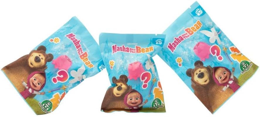 Mascha und der Bär, 12 cm grosse Masha-Puppe mit abnehmbarem Kleid und Haaren, 3 Überraschungstasche