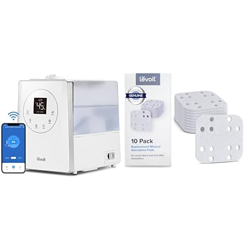 Levoit Luftbefeuchter Smart 6L Top-Fill Warmer/Kalter Nebel mit Alexa/APP Steuerung + Levoit LUH-MAP