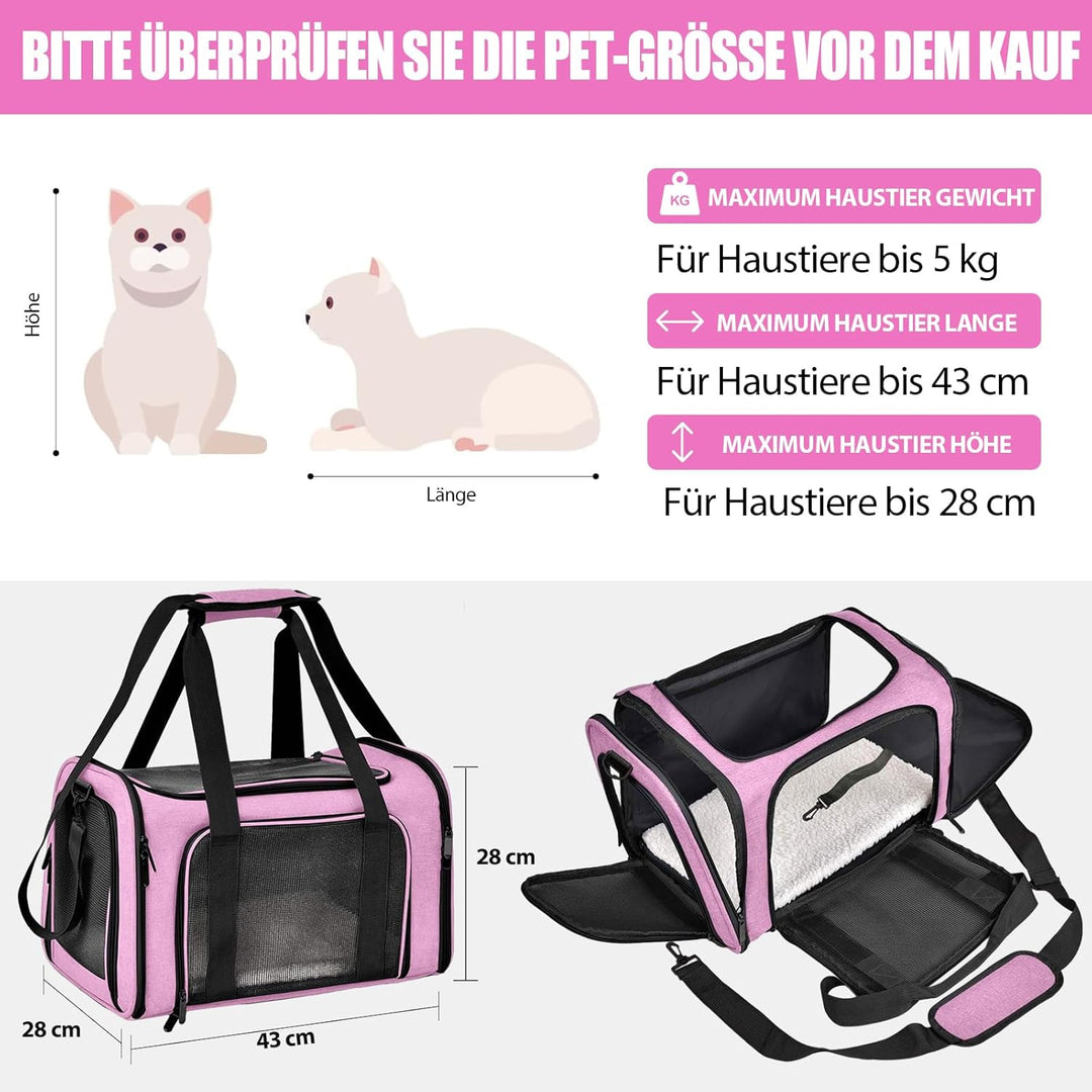 TOFFCAEA Transporttasche für Katze Hund, Hundetransportbox, Faltbare Katzentransportbox, tragbar, 5k