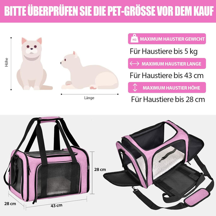 TOFFCAEA Transporttasche für Katze Hund, Hundetransportbox, Faltbare Katzentransportbox, tragbar, 5k