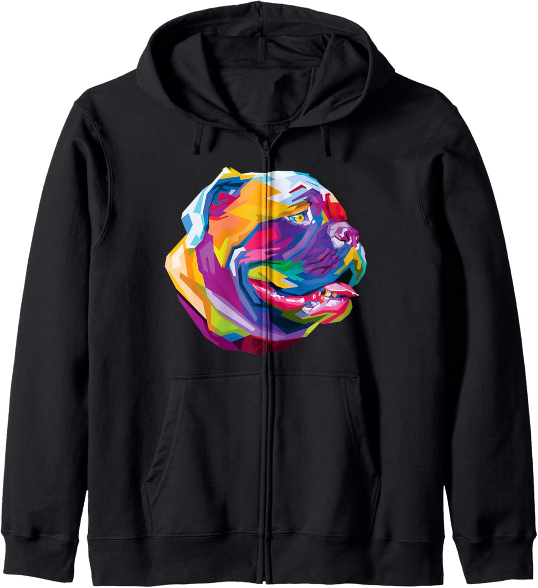 Bunte Bulldogge Niedlich Geometrischer Hund Pop-Art-Stil Ges Kapuzenjacke