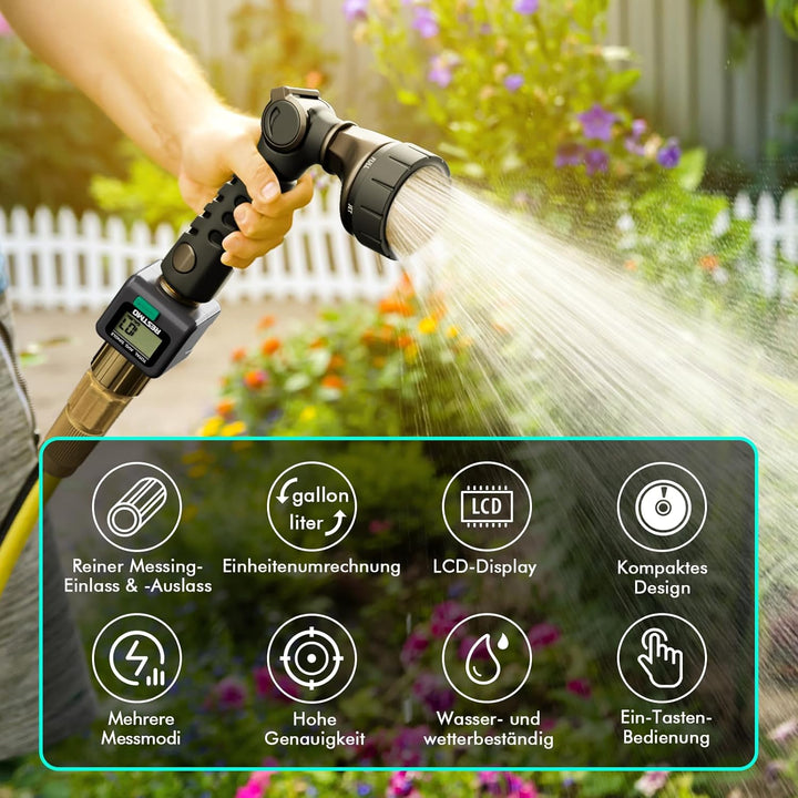 RESTMO Wasserdurchflussmesser mit Messing-EIN- und Auslassanschlüssen, Messung in Gallone/Liter für