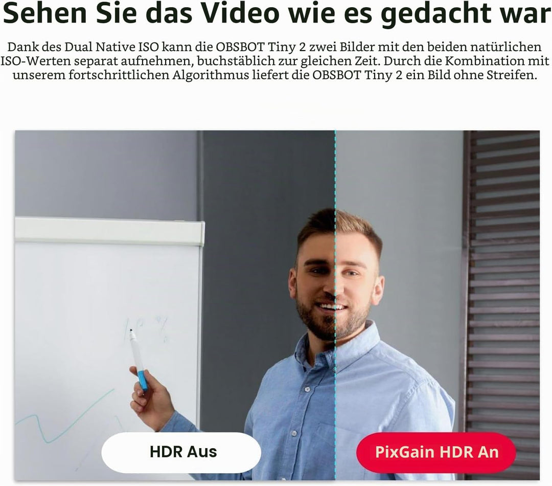 OBSBOT Tiny 2 AI-betriebene PTZ 4K Webcam1/1,5" CMOS 4X schnellere Fokussierung USB 3.0 10x schnelle