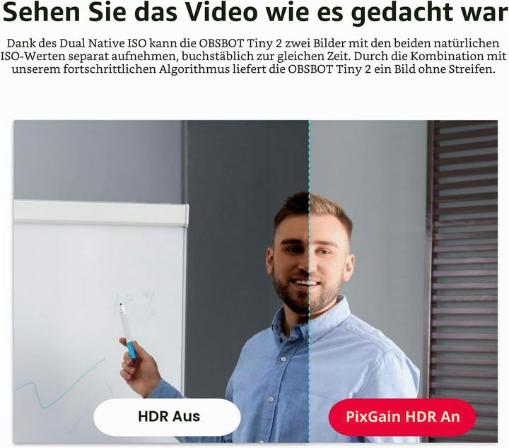 OBSBOT Tiny 2 AI-betriebene PTZ 4K Webcam1/1,5" CMOS 4X schnellere Fokussierung USB 3.0 10x schnelle