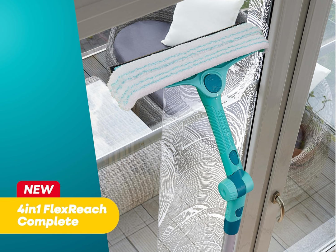 Leifheit Fensterreinigung Set 4in1 FlexReach Complete, Fensterwischer | 32 cm Silikon-Abziehlippe, 4