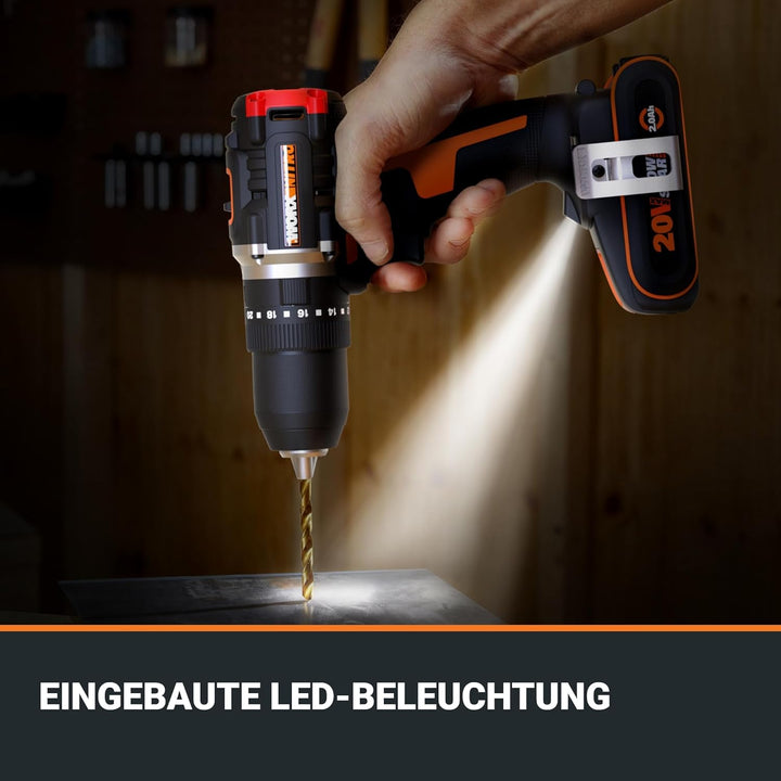 WORX Nitro WX355.9 Profi Akku Schlagbohrschrauber – bürstenloser Motor – 55Nm, Schlagzahl 33600/min,