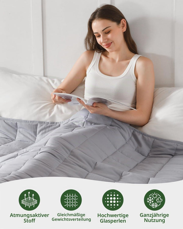 Sivio Gewichtsdecke für Erwachsene 7kg, Atmungsaktive Beschwerungsdecke, weiches Material mit Glaspe