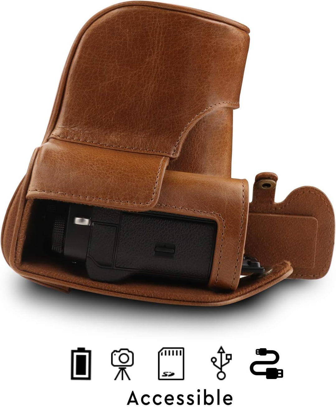 MegaGear MG1551 Fujifilm X-T3 (XF23mm - XF56mm & 18-55mm Lens) Ever Ready Echtleder Kamera-Case mit