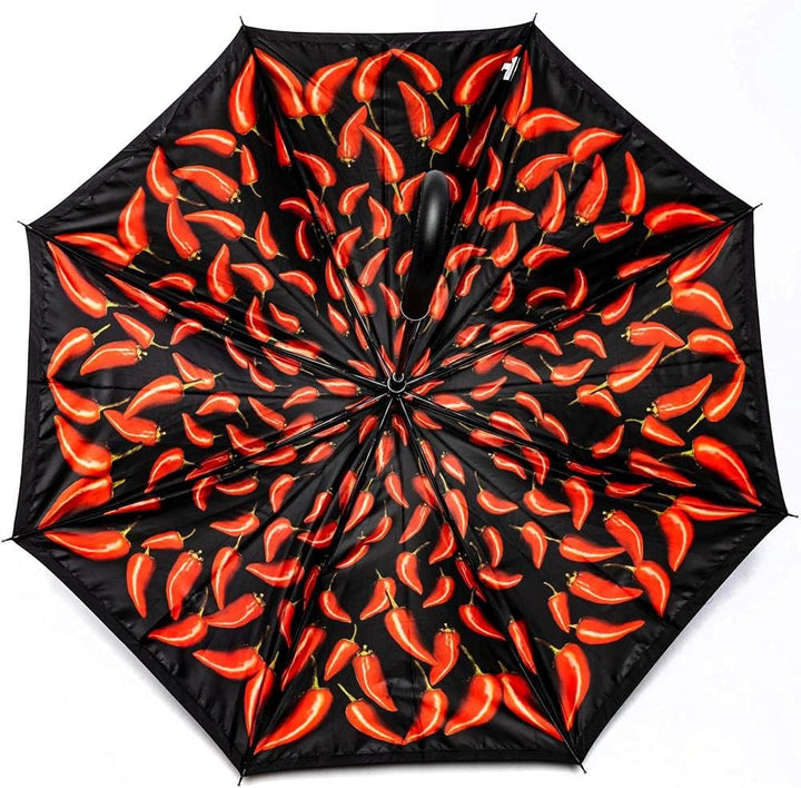 LUCKYWEATHER Regenschirm Stockschirm Damen/Herren Motiv Chili Peppers Auf-Automatik Double Layer I S