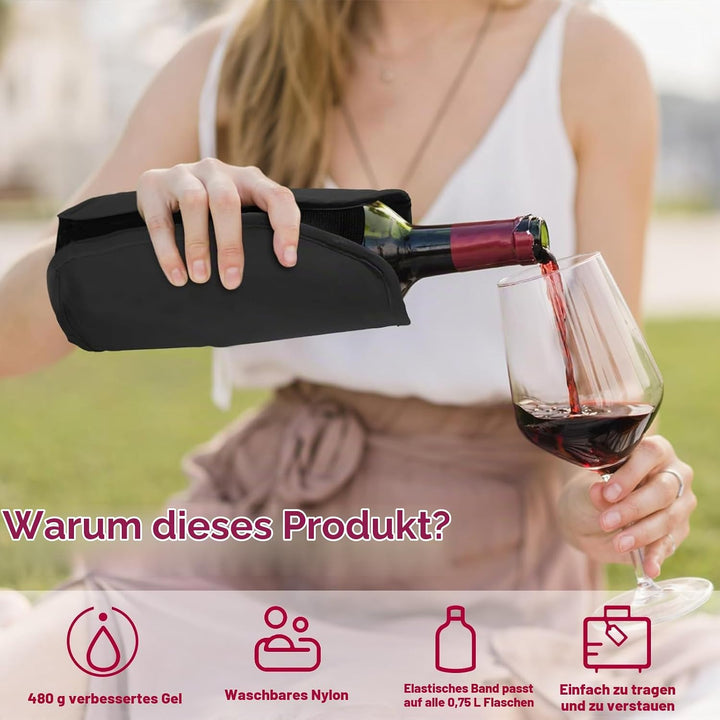 2 Stück Kühlmanschette Wein, Weinkühler Manschette, Kühlmanschette Sektflasche Wiederverwendbarer Fl