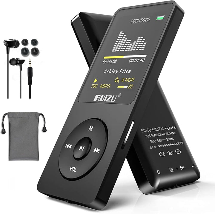 16GB MP3 Player mit Bluetooth 5.3, Ultraleicht (30 Gramm), bis zu 80 Stunden Akkulaufzeit, 1.8-Zoll-