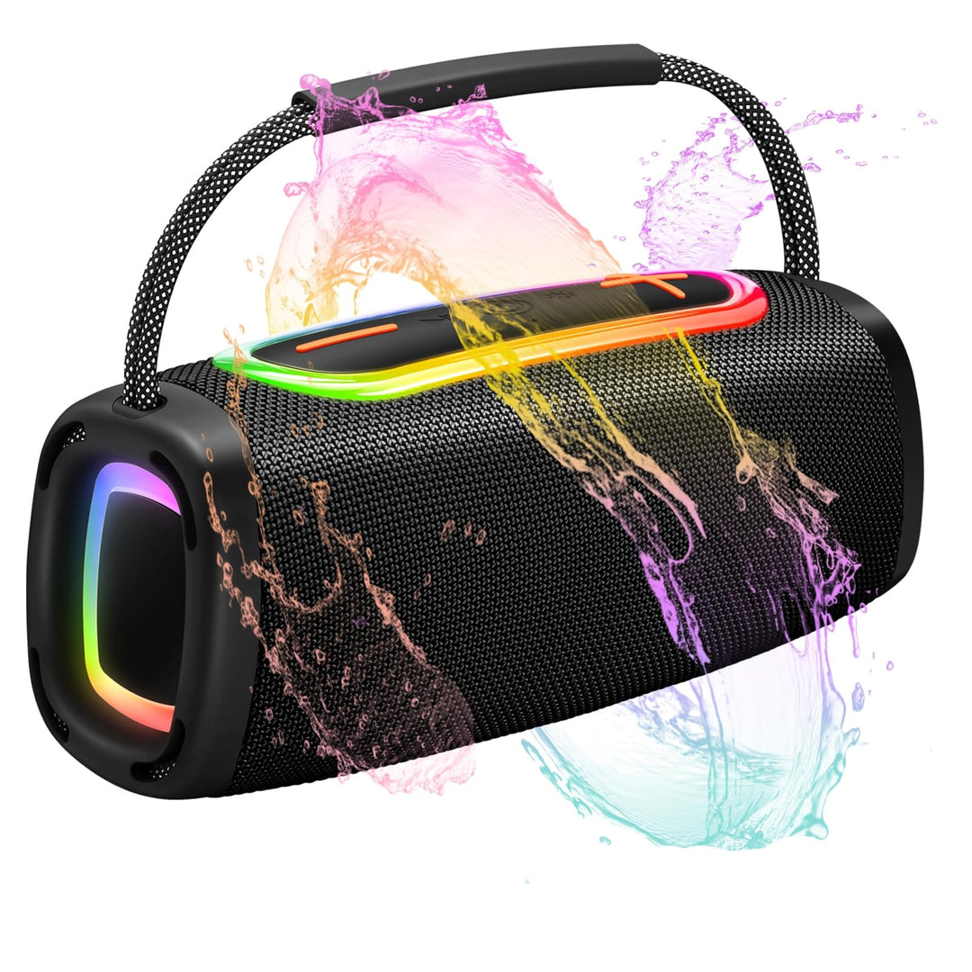 Tragbarer Bluetooth Lautsprecher mit Griff, 66MM Sprecherdurchmesser, BT5.3/24W/IP-X6 Wasserdicht Dr