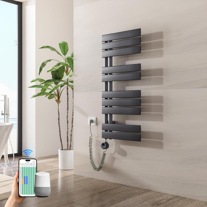 Heilmetz Badheizkörper Elektrisch WiFi 899 x 400 mm,Flach Bad Heizkörper mit Digitalem Thermostat, E