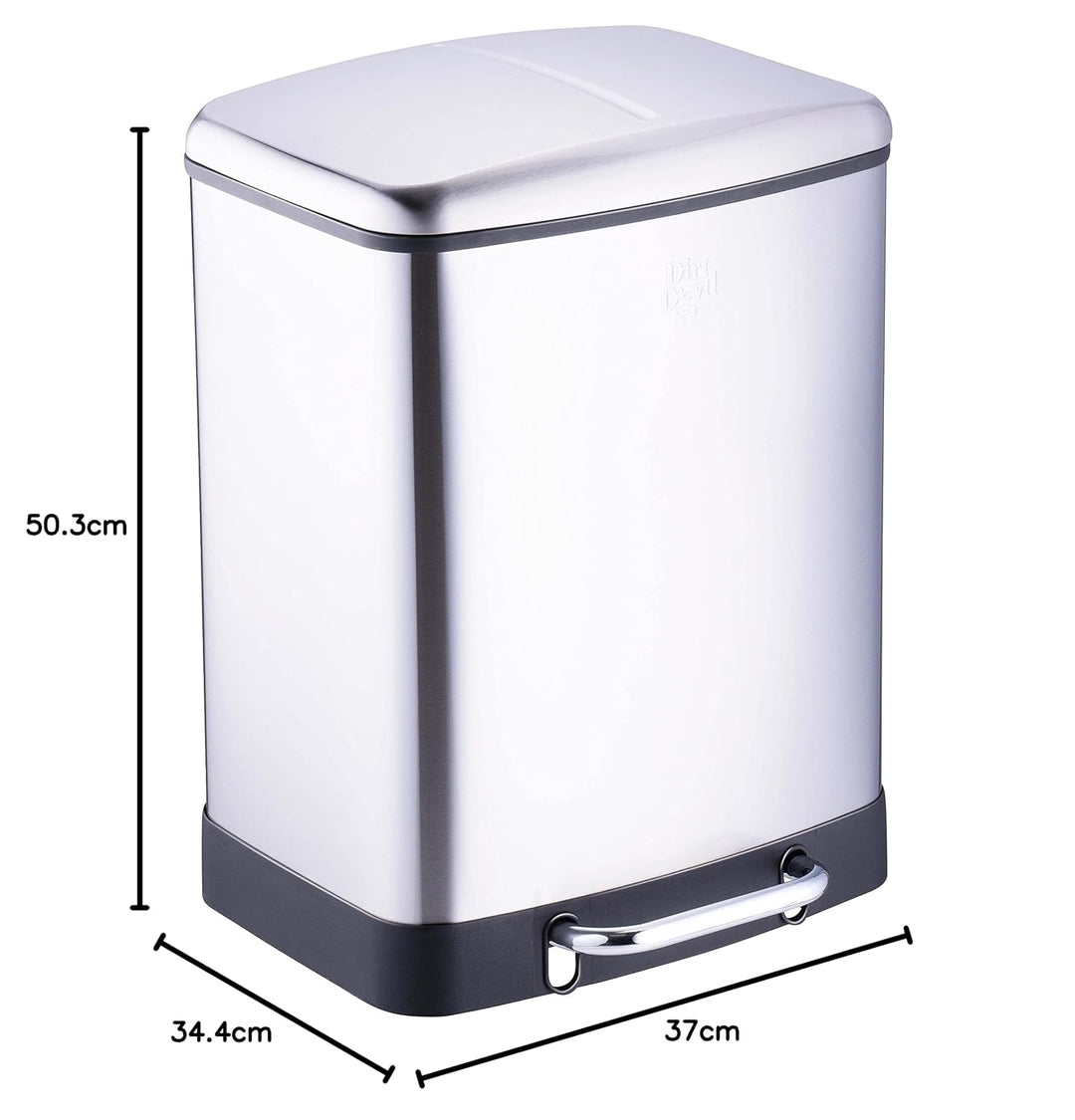 Dirt Devil Tretmülleimer 2 x 12L – Mülleimer 2 Fächer – Mülltrennsystem - Abfalleimer mit Soft Close