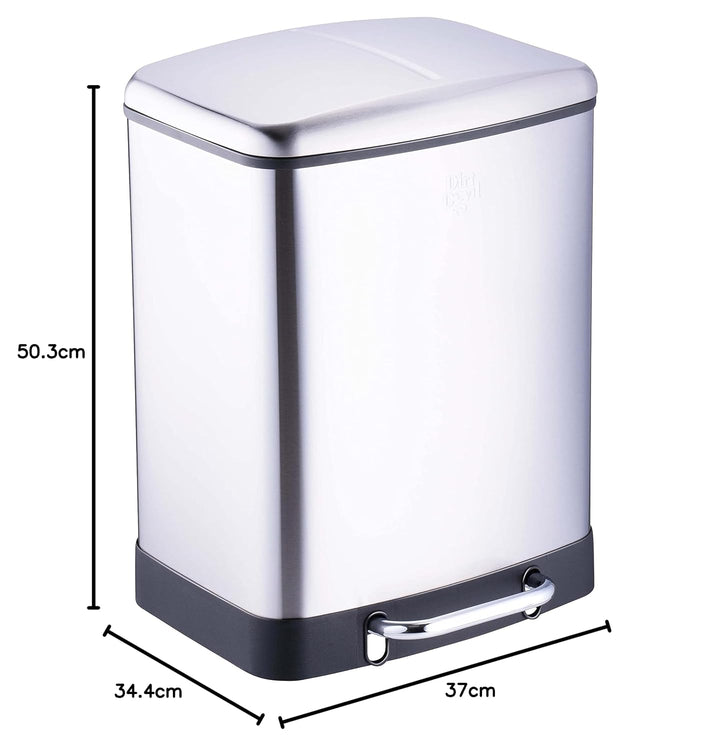 Dirt Devil Tretmülleimer 2 x 12L – Mülleimer 2 Fächer – Mülltrennsystem - Abfalleimer mit Soft Close